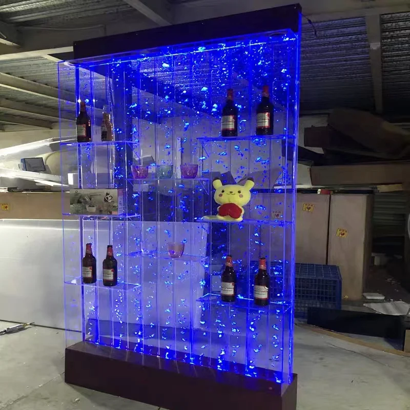 Factory Custom made large aquarium bubble wall with acrylic wine rack water bubble panel partition