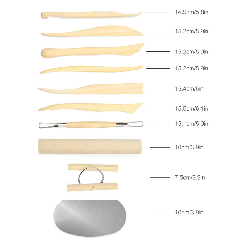 Ceramic clay sculpture wood tools 10-piece set of billet trimming clay sculpture multi-functional engraving ceramic tools