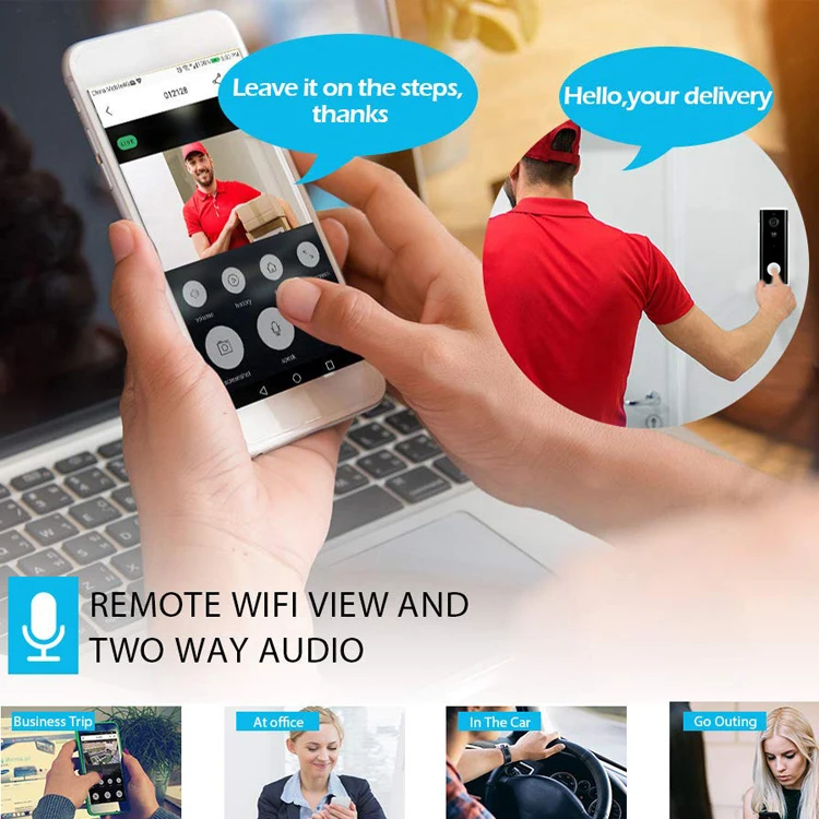 Tuya Smart Home WiFi 1080P 2 Megapixel wireless wifi video door phone with indoor chime