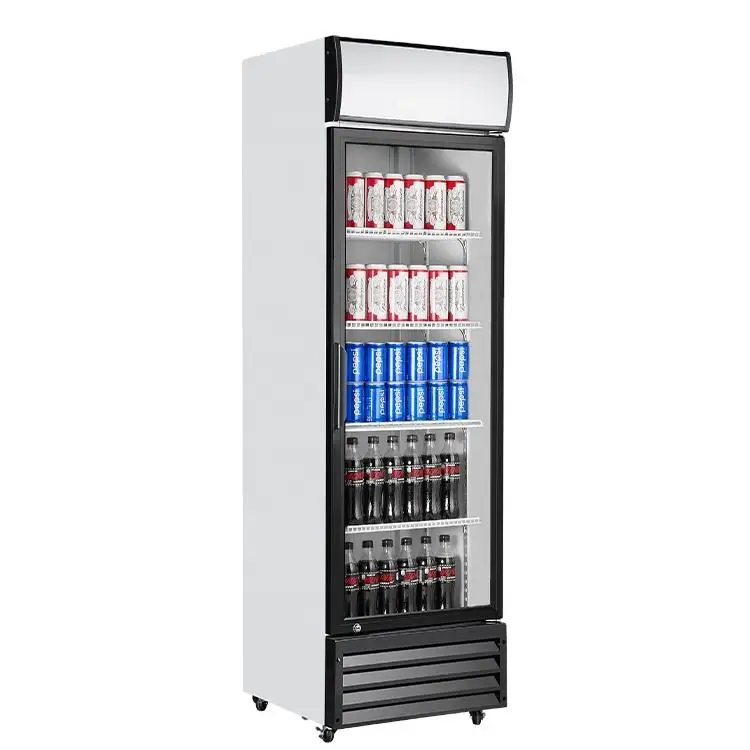 Drink Showcase Refrigerator 360l Vertical Glass Single Door Supermarket Refrigerator Display Freezer