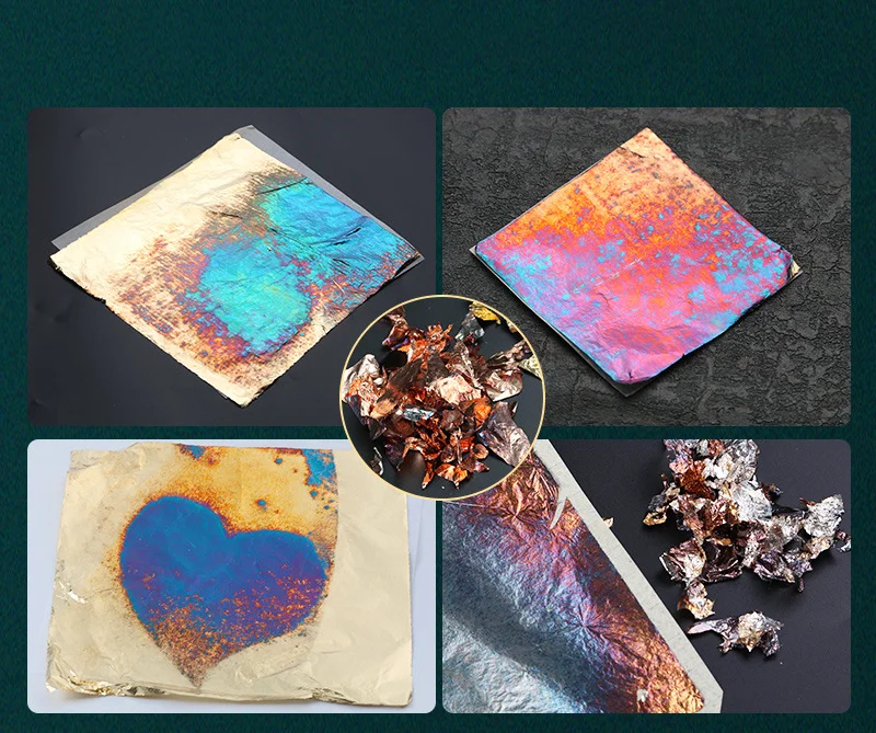 Hot Selling Wholesale Price Diy Handmade Burnt Foil Colorful  Imitation Gold Leaf Sheets For Nails Deco