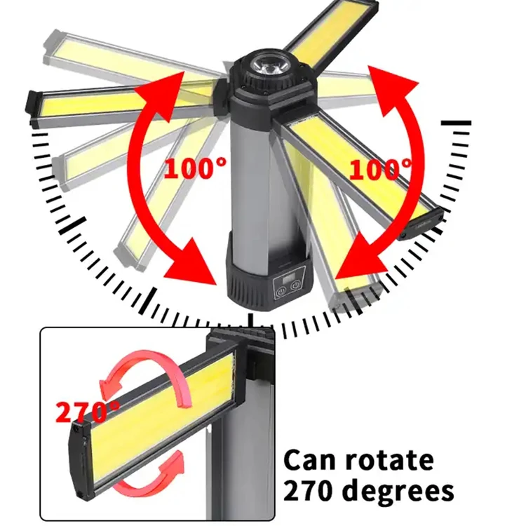 2 Panel 1500Lm  Adjustable Telescoping Tripod Dual-Head Rechargeable LED Work Light