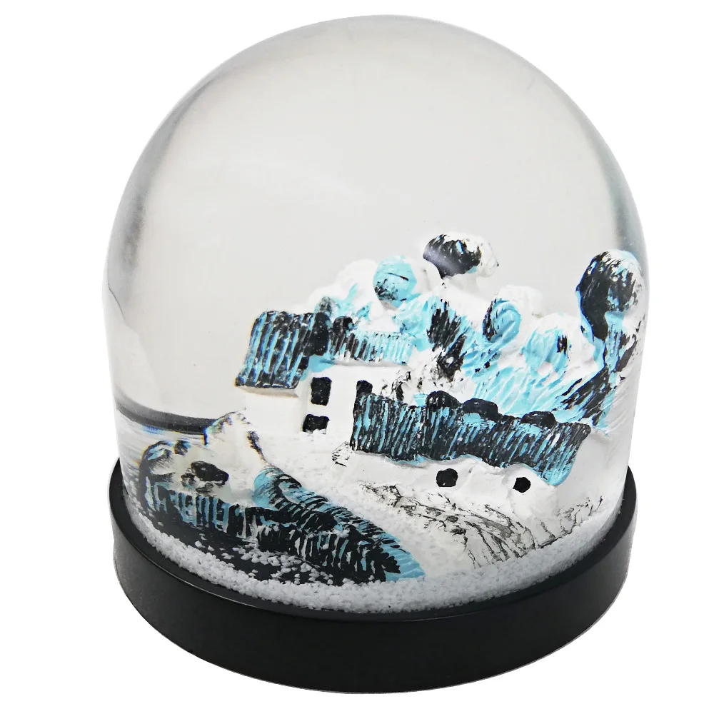 Custom Inner 3D Resin Figure Water Snow Ball Acrylic Plastic Snow Globe