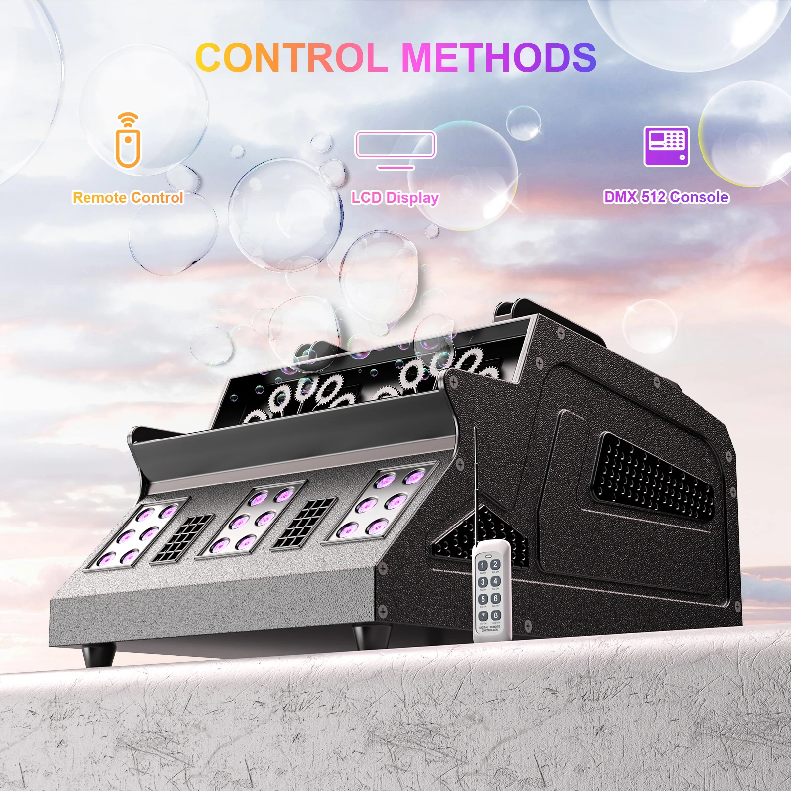 1500W LED RGB Smoke Bubble Machine Blower Maker Gas Performance Wedding for Indoor Outdoor Birthday Party Stage Effect Equipment