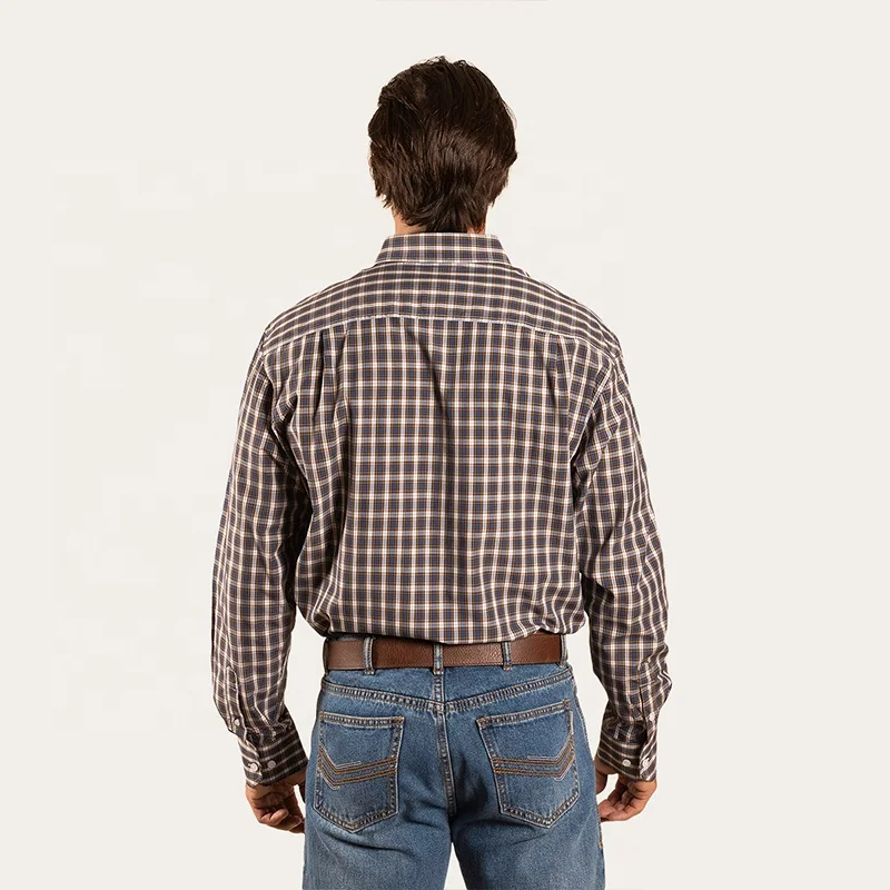 New Men Long Sleeve Cotton Casual Check Printed Cotton Work Checked Plaid Shirts Traditional german shirt long sleeve