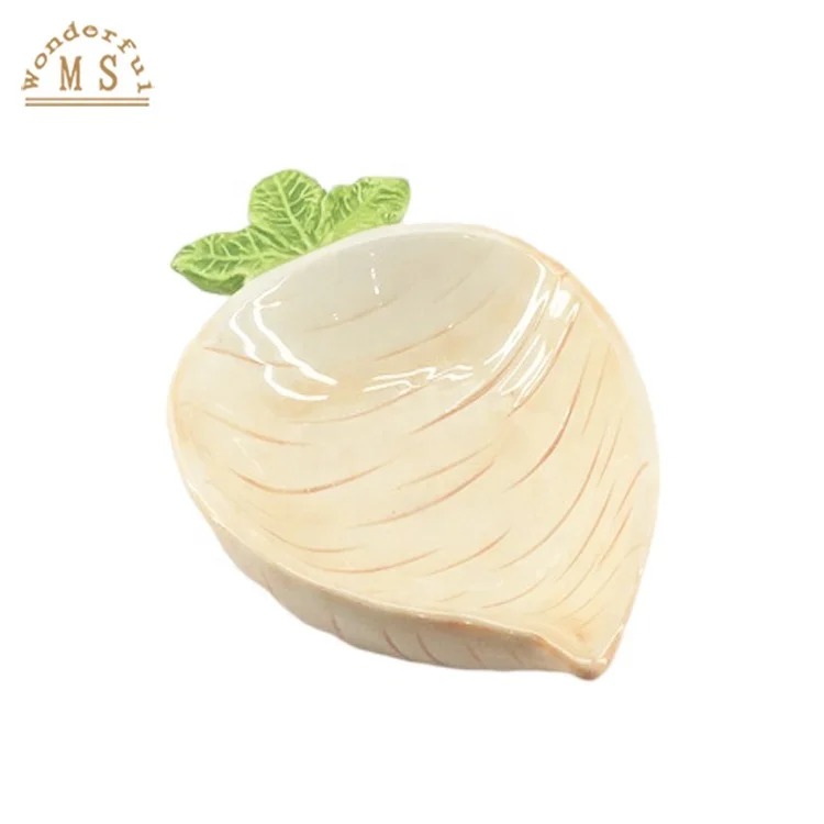 New 3D OEM Real Relief radish dish Shape food Holders 3d Style tray vegetable Kitchenware Ceramic porcelain salad carrot plate