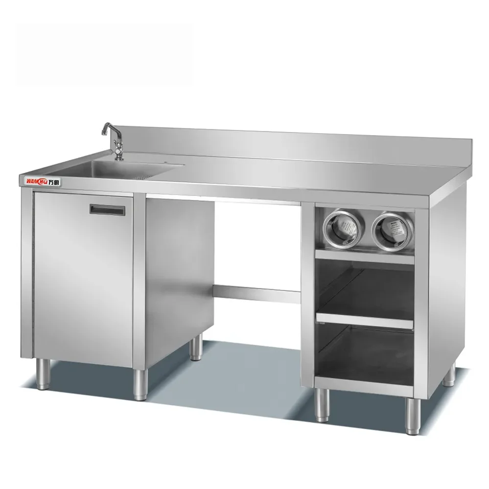 Restaurant Kitchen Bubble Tea Bar Cabinet cocktail wine bar counter in Singapore/Stainless Steel Kitchen Worktop Factory