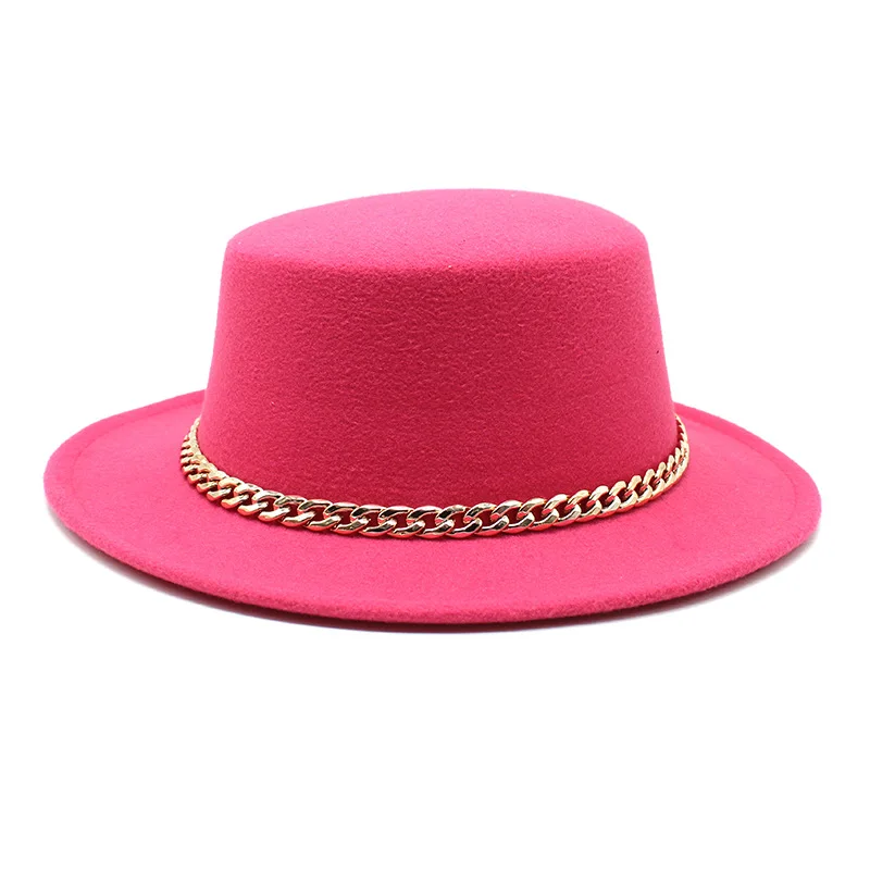 Red Large Wholesale Suede Wool Men Felt Women Jazz Round Cowboy Cap Girls Pink Wide Brim Fedora Hats For Men With Thick Chian