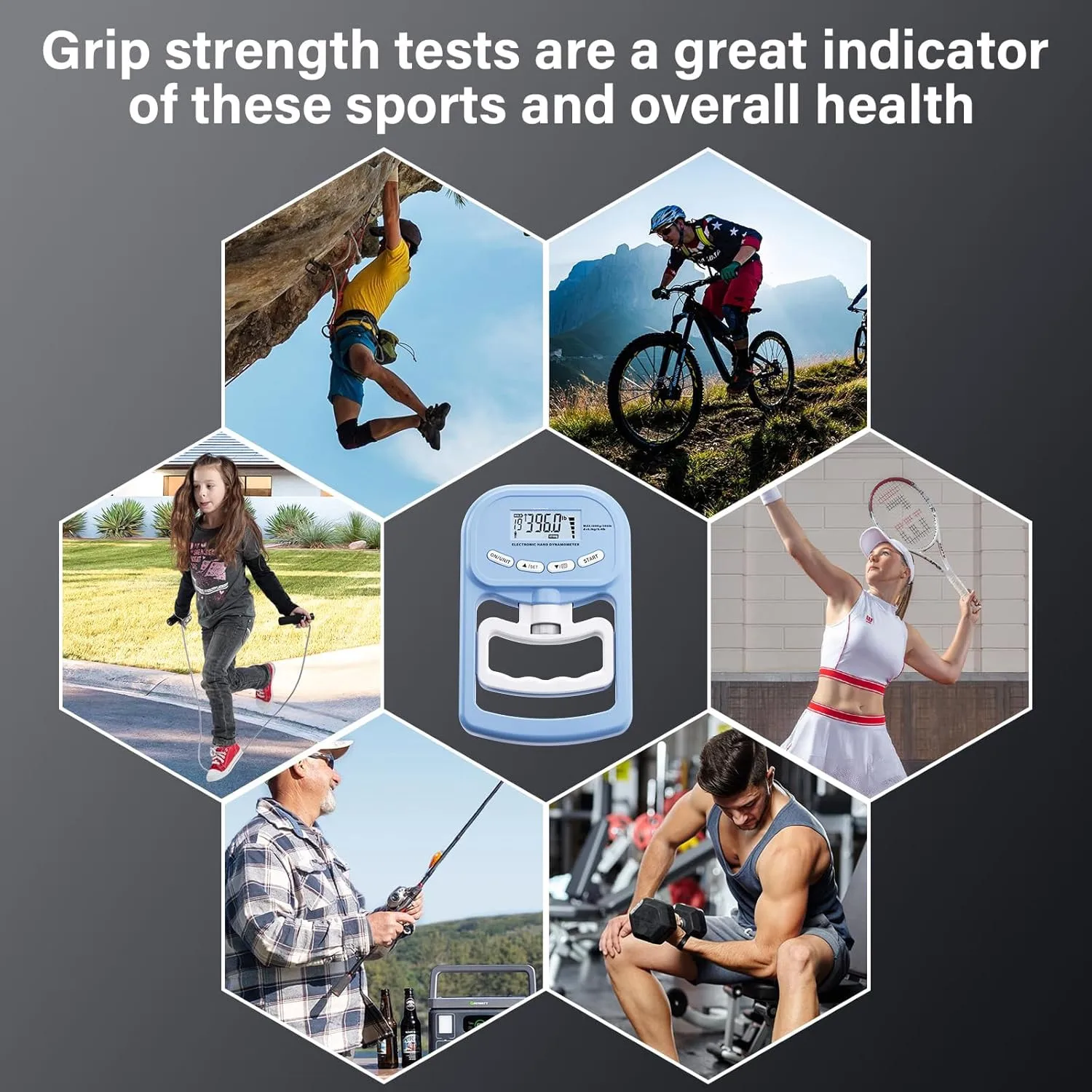 Wellshow Sport Grip Strength Digital Hand Dynamometer Grip Strength Meter LCD Hand Grip Strengthener Hand Gripper