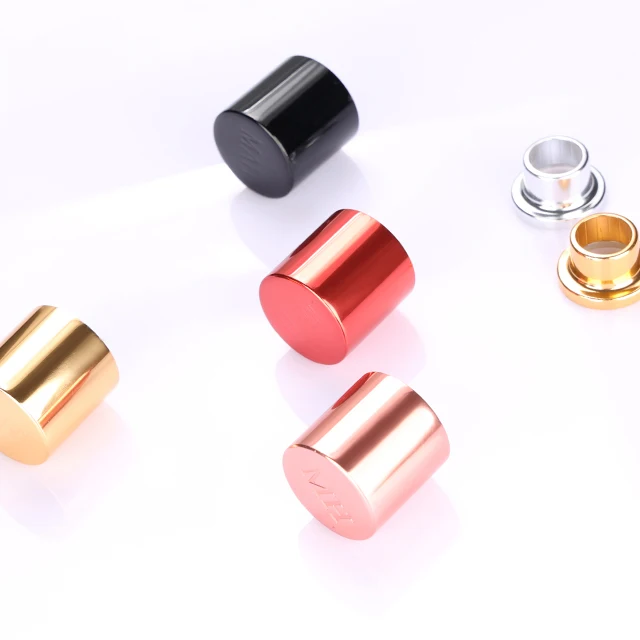 red white black color customized magnetic caps with aluminum collar  FEA15mm for glass bottles perfume bottles