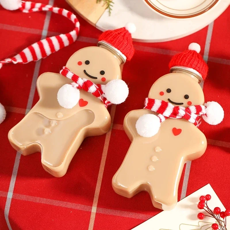 500ML Christmas Water Bottles Gingerbread Man  Candy Jars Drink Bottle Plastic Kettle Gift Wrapping Kettles Kids Gifts