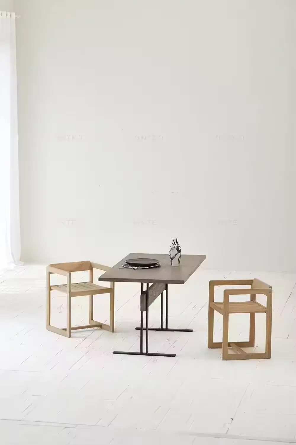 Japandi Minimalist Modern Light-Colored Solid Wood Chair Handcrafted Teak Living Room and Dining Table Chair