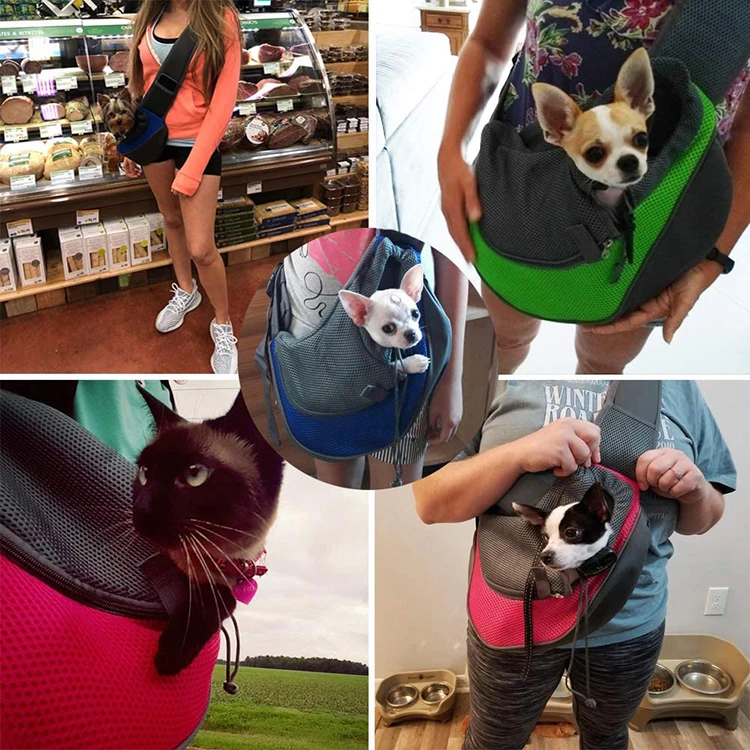 Custom Pet Dog Sling Carrier Breathable Mesh Travel Safe Sling Bag Carrier For Dogs Cats