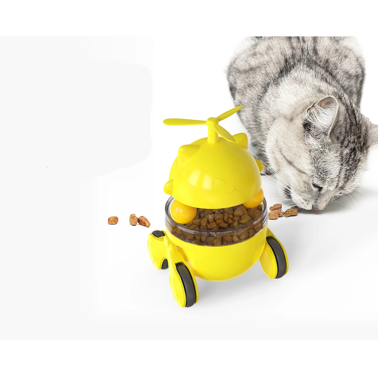 Multi-functional Trackball Movable Wheel Indoor Funny Cat Interactive Leaking Food Toys
