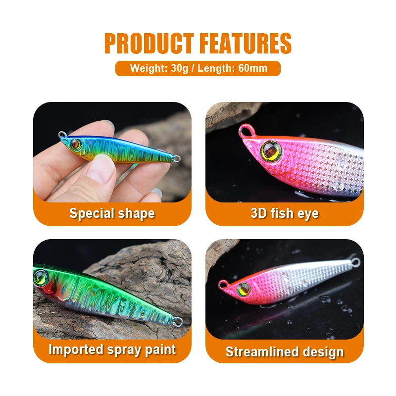 THORFORCE 6cm 30g Hard Metal Jigs Tungsten Jigging Lure High Quality Slow Jigging Lure