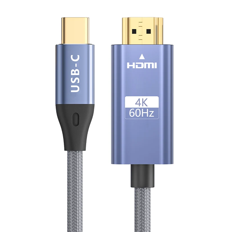 Premium Quality 4K 60HZ USB C to HDMI Cable Gold-plated Type C 3.1 to HDMI Converter Adaptor for Laptop 1M 2M 3M Nylon Braided
