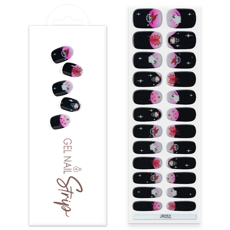 Semi Cured Halloween Gel Nail Sticker Christmas Design Gel Nail Stickers Non Toxic Gel Nail Set