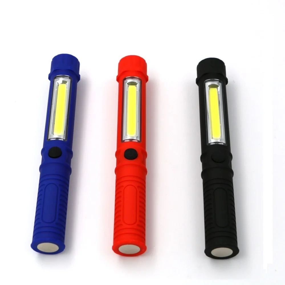 
Black/Blue/Red COB Led Portable Plastic light LED Flashlight Torch Lamp With Magnetic And Clip For Camping Outdoor Sport Light 