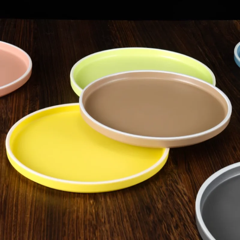 Wholesale Custom High Quality Thick Melamine Restaurant Dinnerware Nordic European Round Colorful Charger Dinner Plate