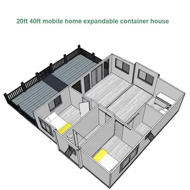 Foldable Modular House Container House 40 Ft Expandable 40ft Prefab Automatic Expandable Container House