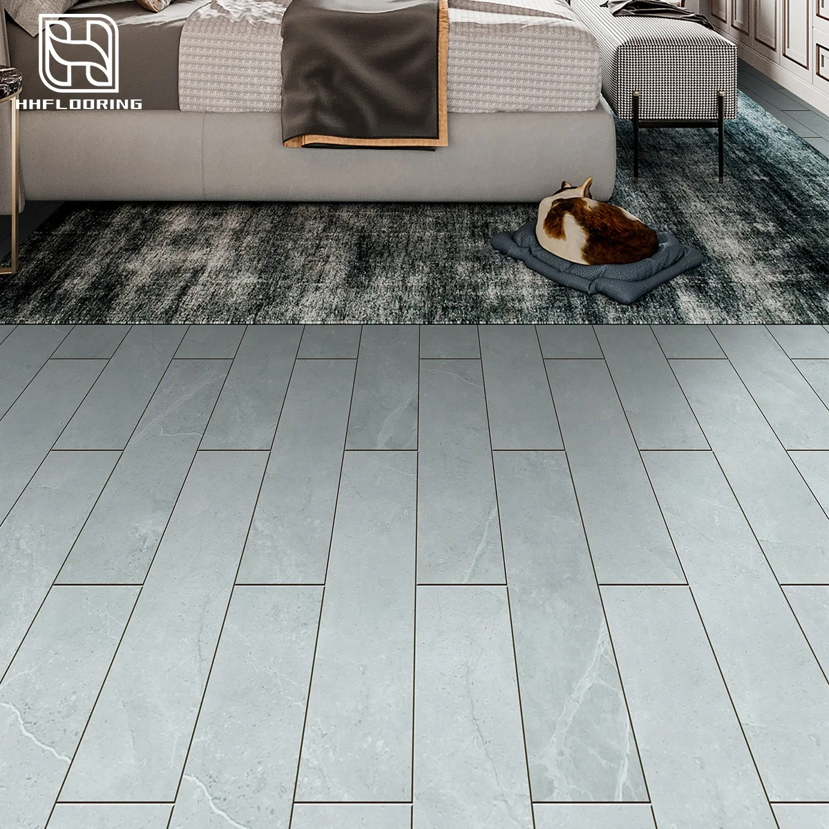 
HH Flooring SPC marble stone look vinyl plank tiles suitable for bathroom decoration 