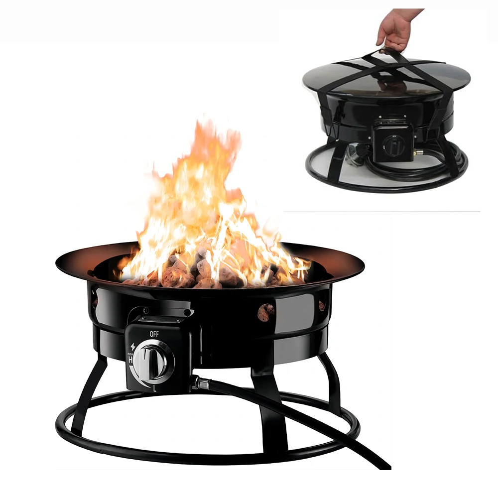 58000 Btu Stainless Steel Burner Camping Portable Fire Pit Gas Heaters Outdoors With Auto Ignitor