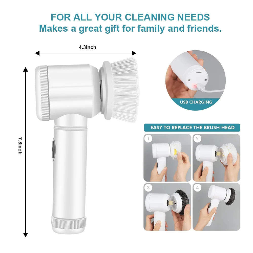 Handheld Cordless Automatic Electric Cleaning Brush Power Scrubber Electric Spin Scrubber Electric Dish Scrubber for Kitchen