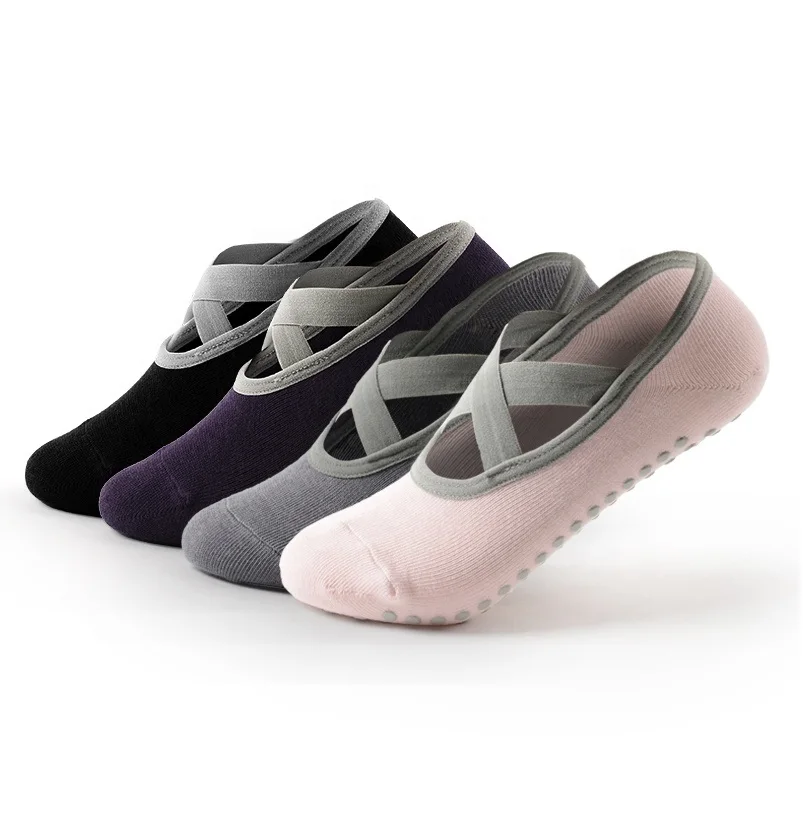 Ready to ship Colorful Grip Dance Socks Non Slip Cotton Nylon Women Yoga Pilates Socks with Grip