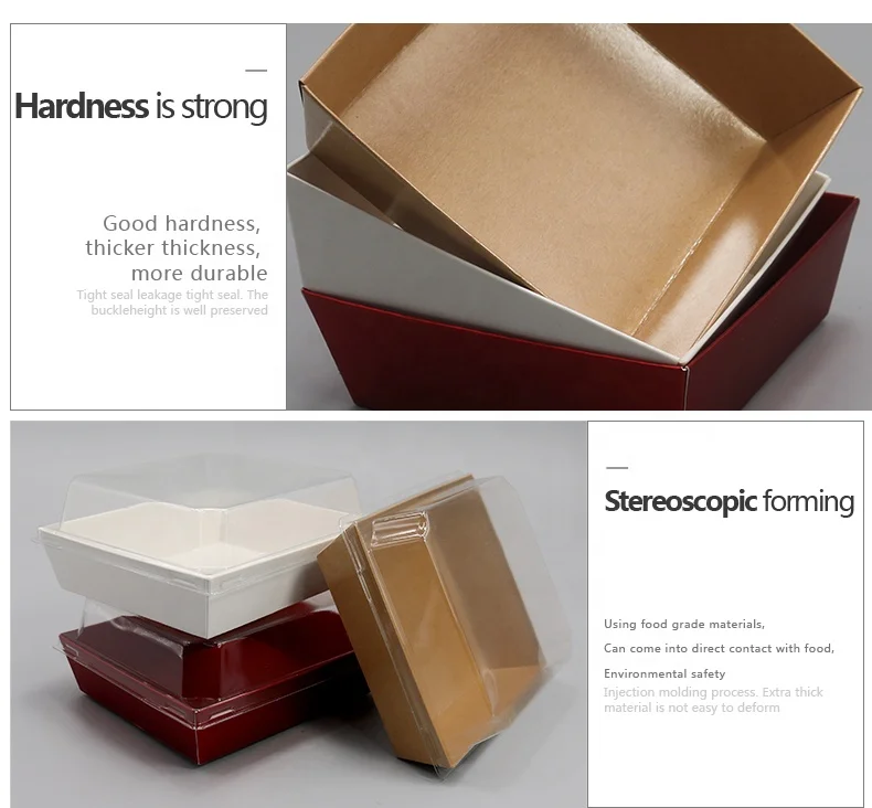 Custom design sushi paper food box cake disposable paper container with PET lid