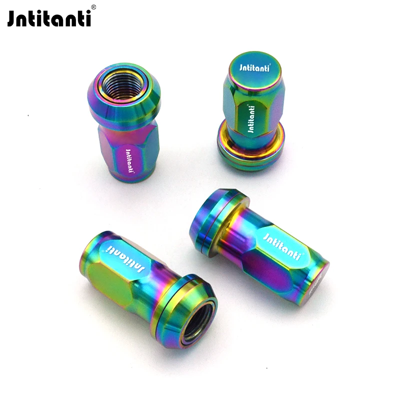 Rainbow Color Closed End Color 17mm Hex Floating 60 Degree Cone Seat Gr.5 Titanium Alloy Auto Wheel Rim Lug Nuts  M12*1.5*40mm
