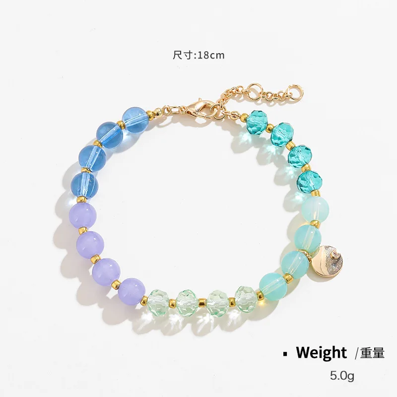 WoyingPrecious Healing Crystal Round Stone Beads StretchBlue Popcorn Crystal Ice Green Jade Bamboo Beads Bracelet