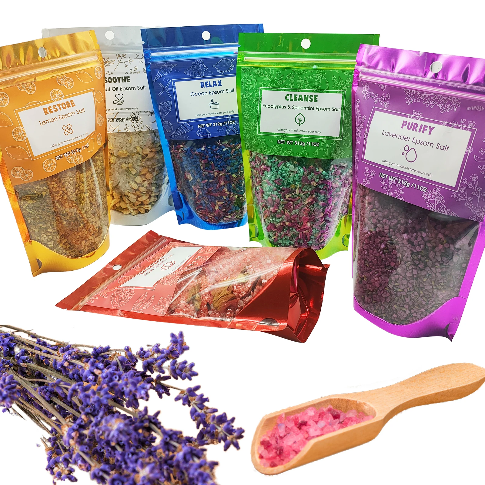 Wholesales Himalayan Salt Bath Lotion Gift Set Eucalyptus and Lavender Soothing and Sleep&Relaxing at Home