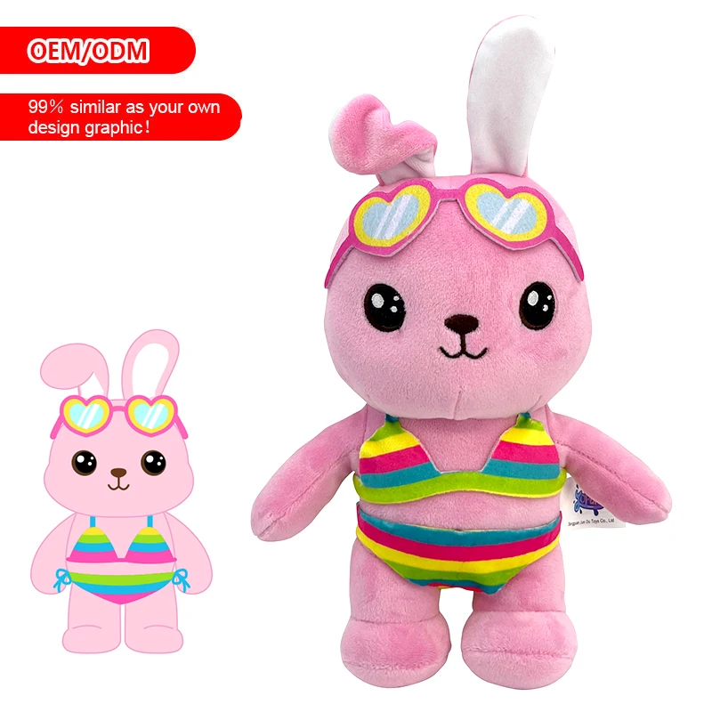 EN71 GRS Customized Stuffed Animal Plush Toy Super Soft Cute Bunny Plushies Funny Mini Rabbits Doll Cartoon Mascot For Kid Gift