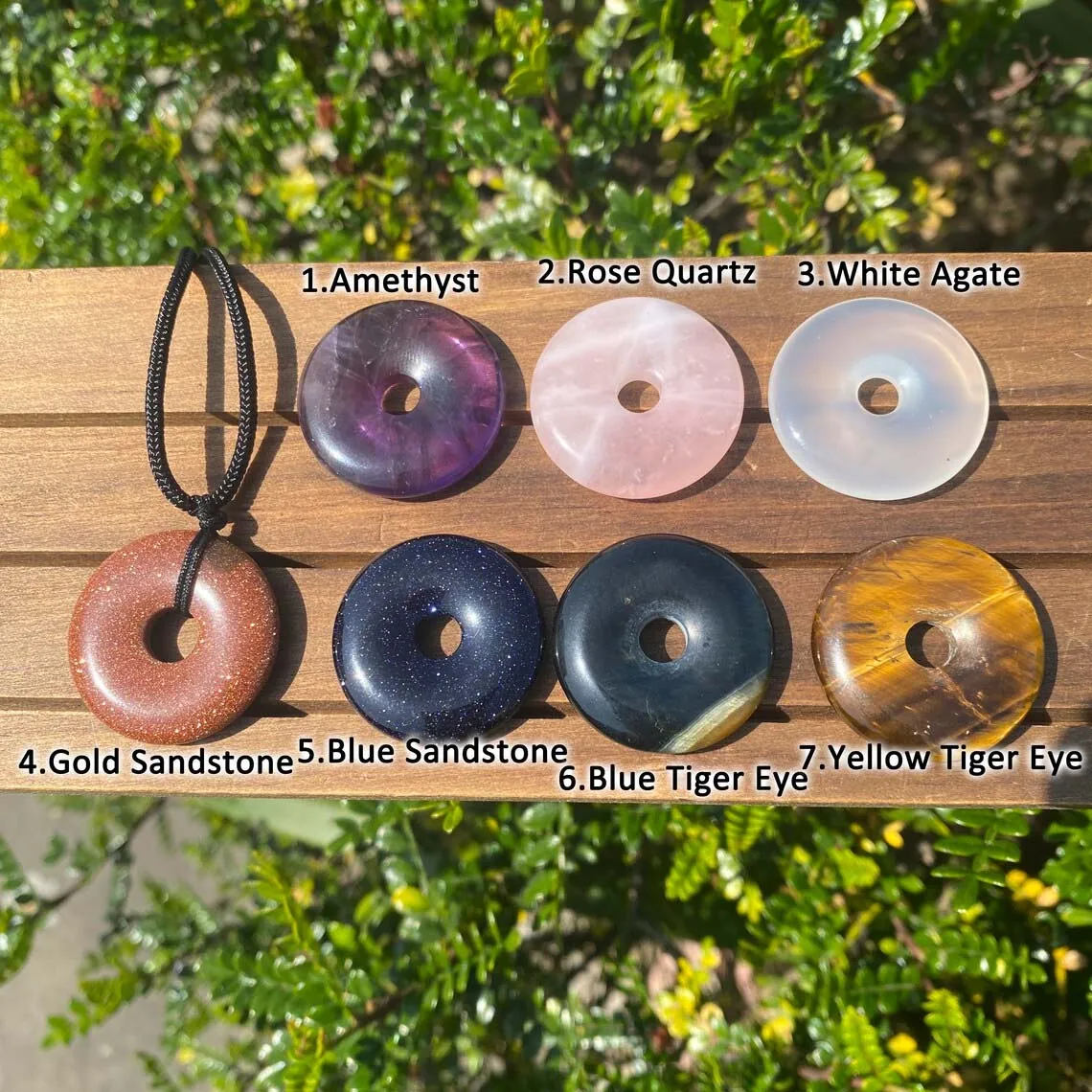 20 mm Crystal Donut Necklace Gemstone peace buckle ring  Reiki Healing Jade Donut Protection Safety Pendant Necklaces