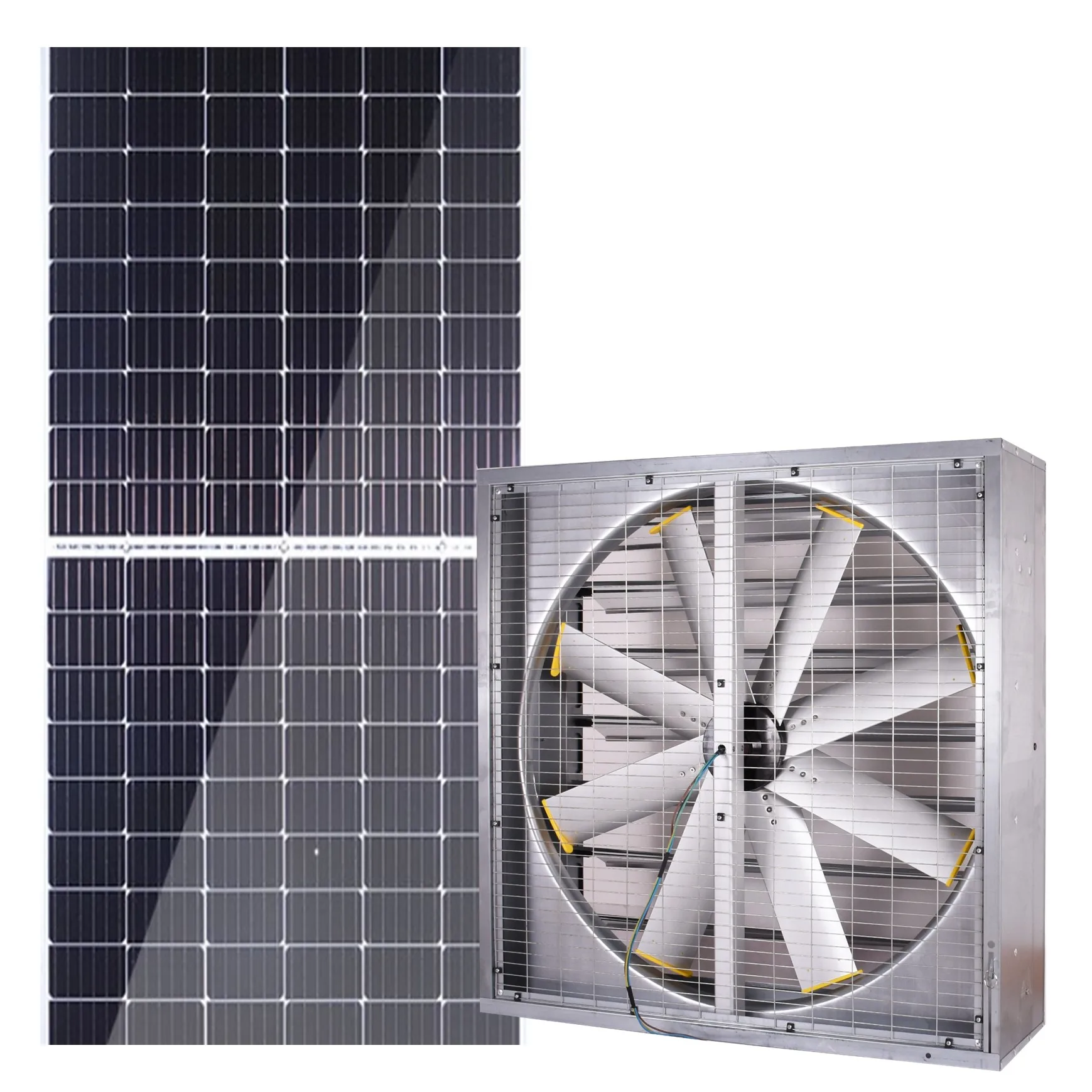 48 Inch Solar Powered Industrial Wall Fans No Belt Driven Poultry Solar DC Ventilation Exhaust Fan