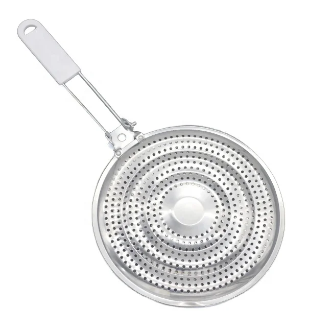 Food Grade Reusable 410#Stainless Steel Heat Diffuser Flame Guard Simmer Plate Gas Stove Tool with Plastic Handle