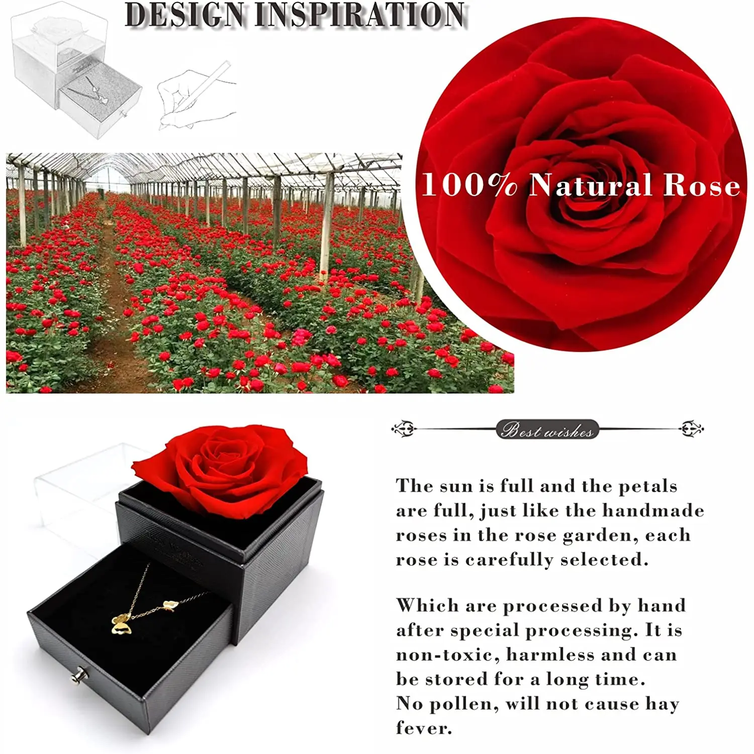 Flower Jewelry Gift Box Jewelry Custom Logo Gold Rose Magnetic Jewellery Red Rose Jewellery Gift Box