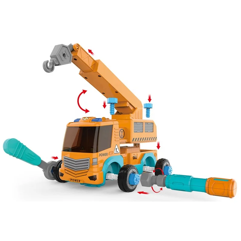 2.4G 2CH Sound Light DIY Assembly Screw Car Toy City Engineering RC Crane Toy Truck With Certificates