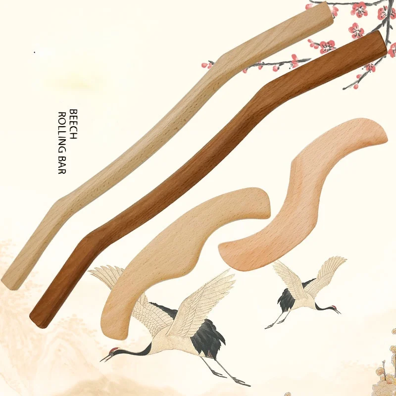 Beech  rolling bar, wood scraping bar, open back drive bar Back Massage Stick Wood Massage Stick