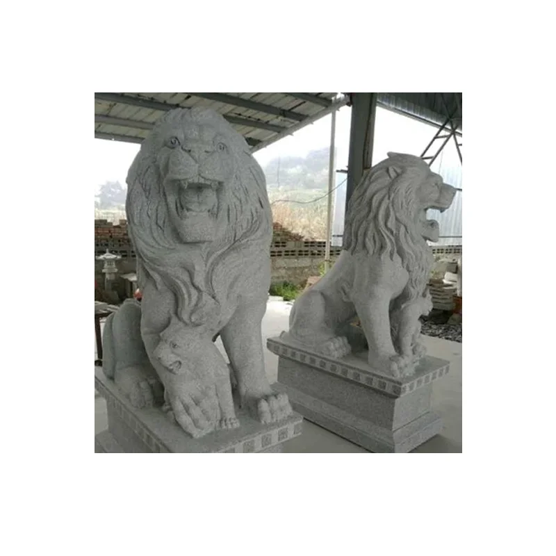 wholesale chinese front door life size large outdoor lion statues stone carvings and sculptures for sale