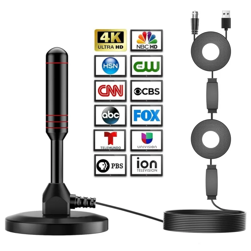 High Gain Indoor Digital TV Antenna Home Suction Cup DVB-T HDTV Receiver Ground Wave Feature UHF VHF Range Coaxial Connector