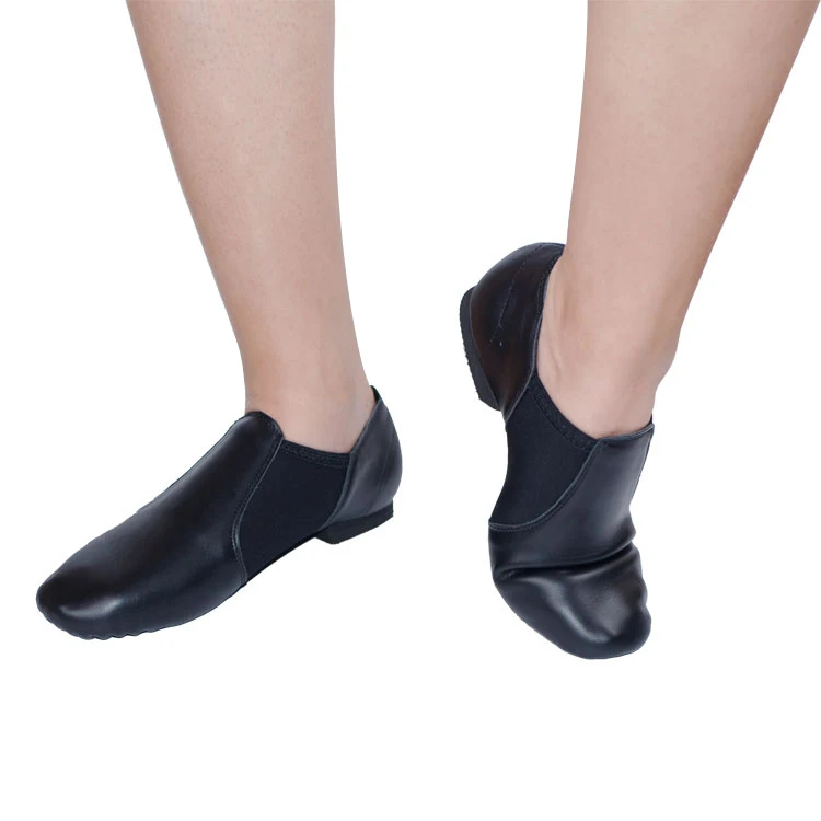In-stock ready to ship popular handmade men black leather jazz dance shoes