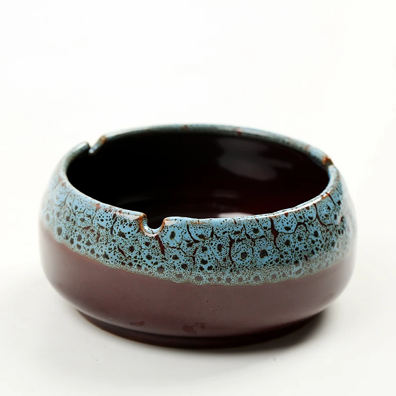 Personalized hotel bar office square stoneware large color transmutation glazed cigar ashtray custom logo ceramic ashtray