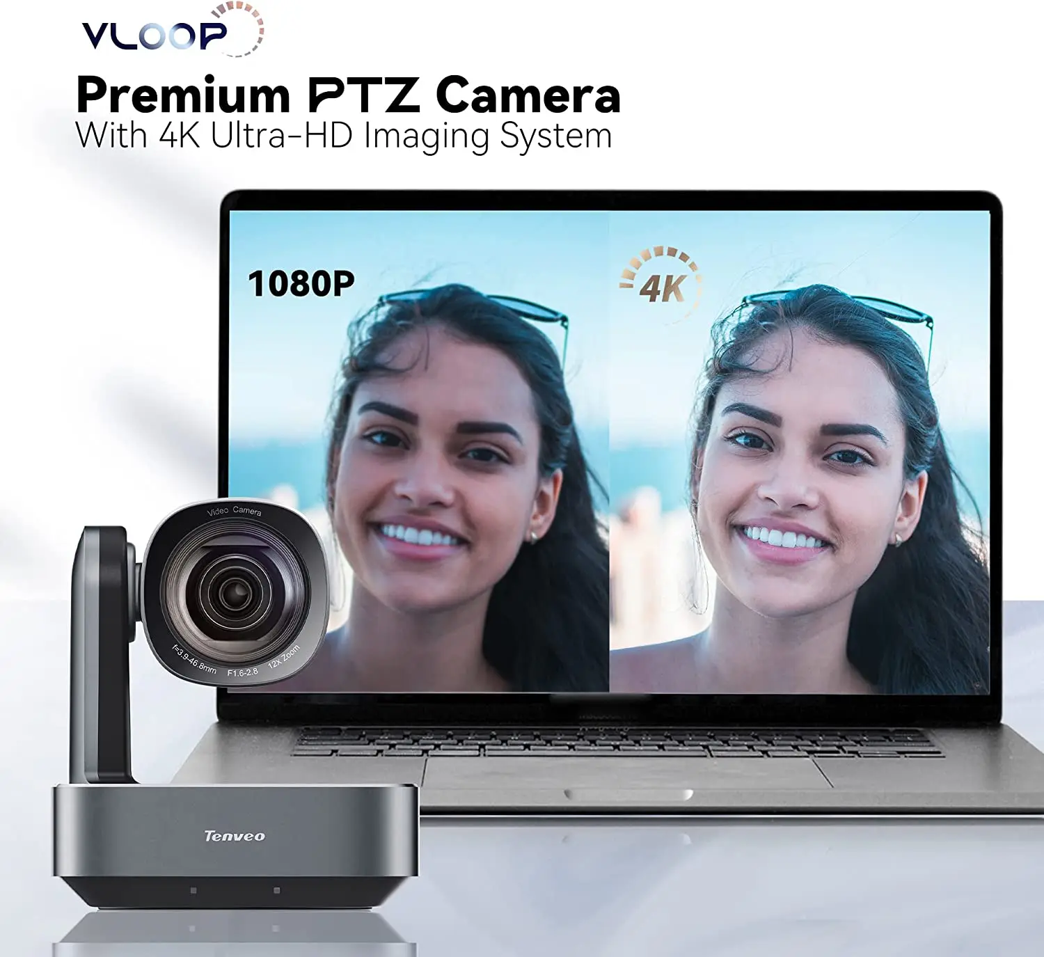 Tenveo video conference system VL12U+KB200 ptz optics 12x camera 8.29MP HDMI, USB3.0 C, RJ45 and 4D joystick controller for live