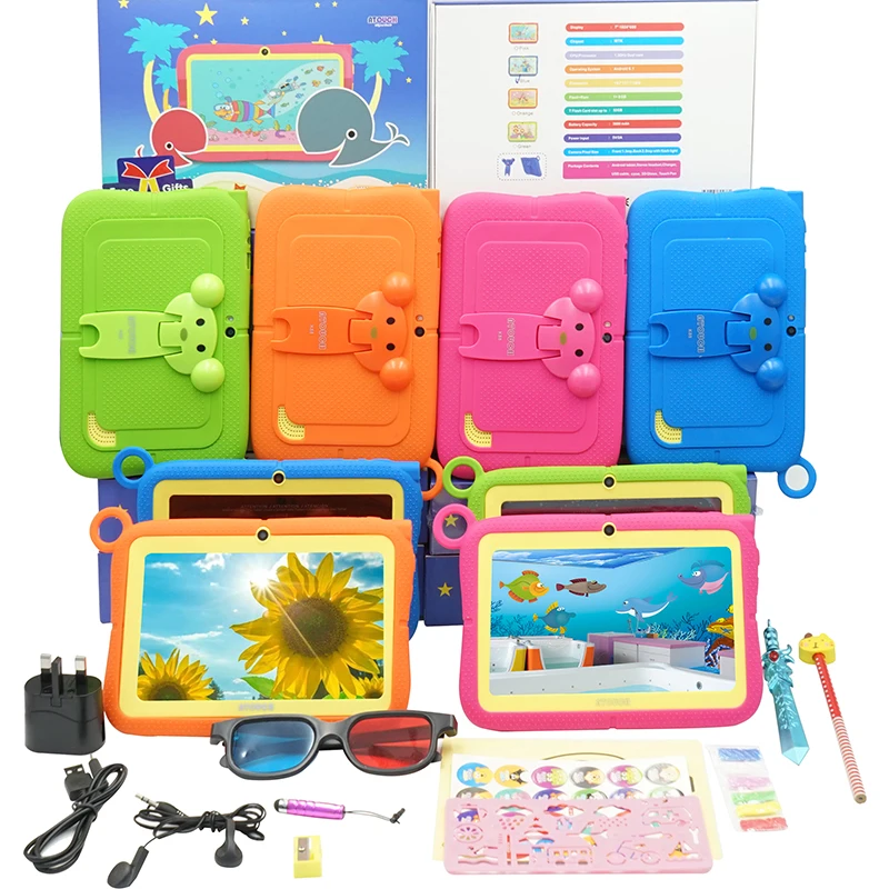 Atouch New Arrival tablet pc 7 inch kids tablet pc With Silicone Case Mount 512MB +8G storage android tablet for education