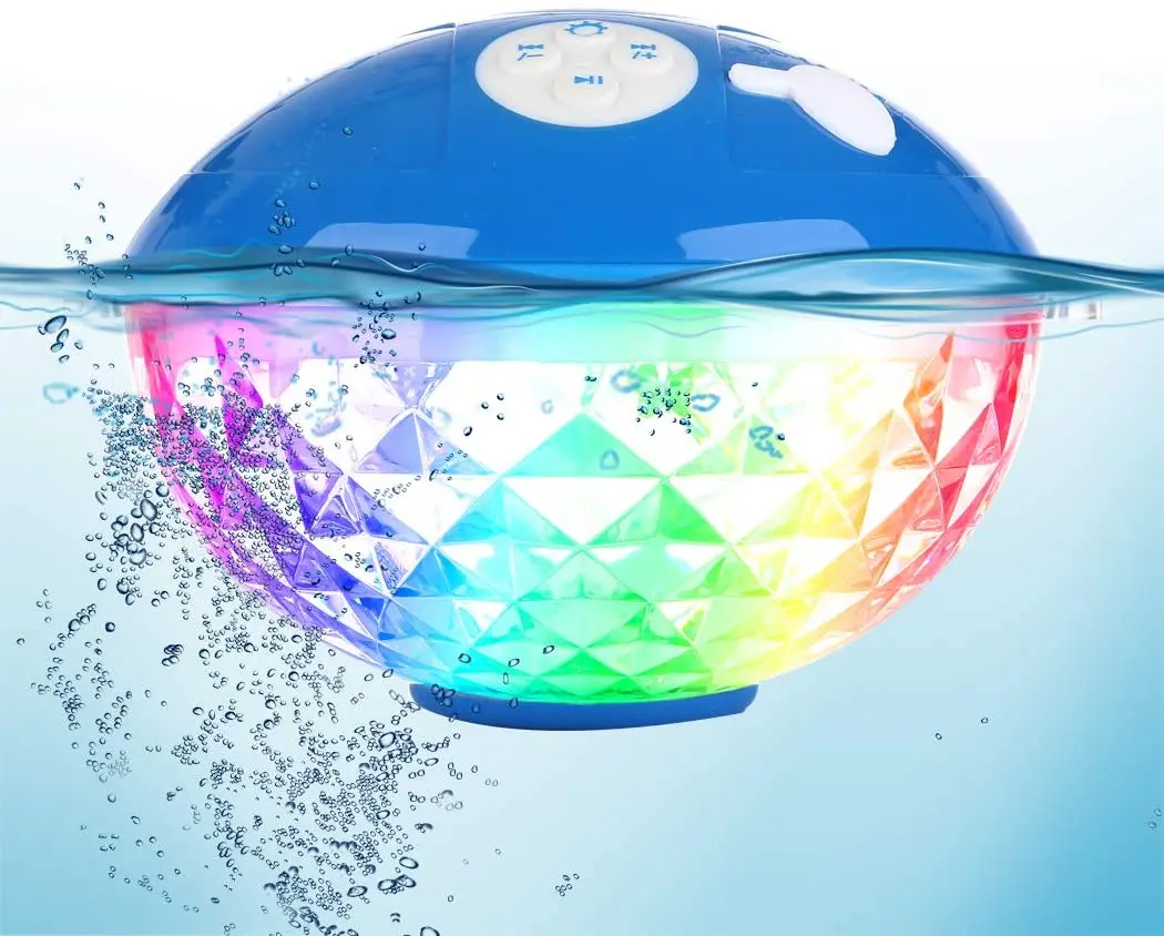 China Wireless Speakers With Colorful Lights Floatable Built-in Mic Crystal Clear Stereo Sound Outdoors  Pool Travel