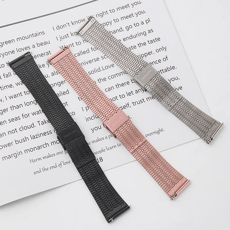 Arsenel universal 7 links 22mm stainless steel watch band for Samsung galaxy huawei GT thin slim wristband smart watch straps