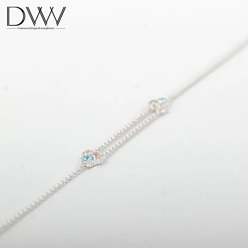 
2021 Wholesale Sterling Silver Claw Setting 925 Round Bracelet For Women Jewelry 