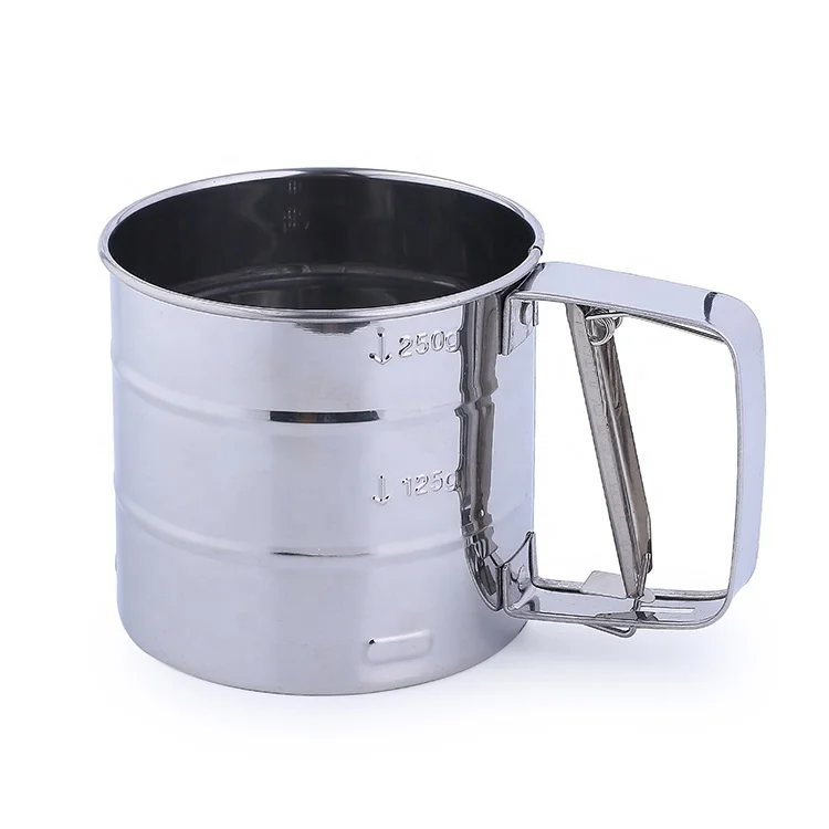 
Stainless Steel Manual Trigger Flour Sifter Baking Tools Fine Mesh Flour Sieve 