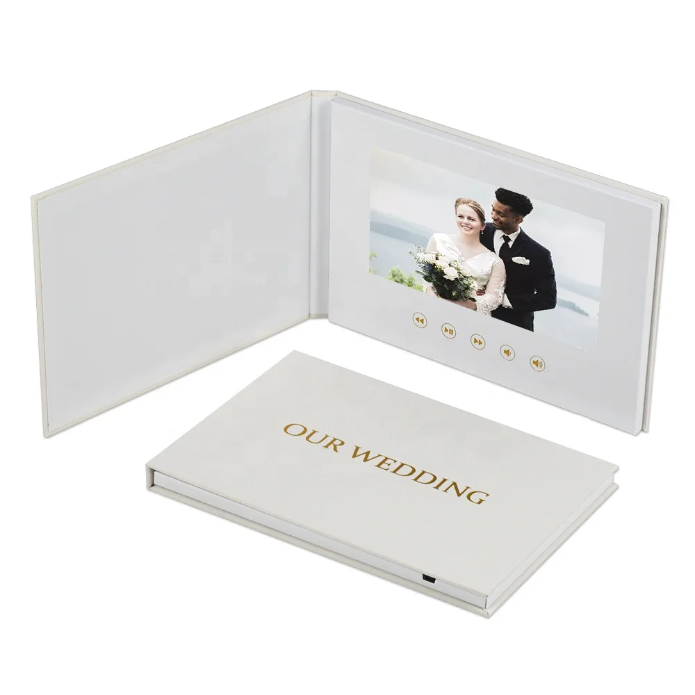 Customized 7 Inch Wedding Video Book Digital Lcd Screen Video Brochure Card